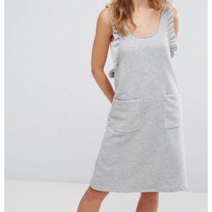 Pull&Bear ruffle arm jersey midi dress